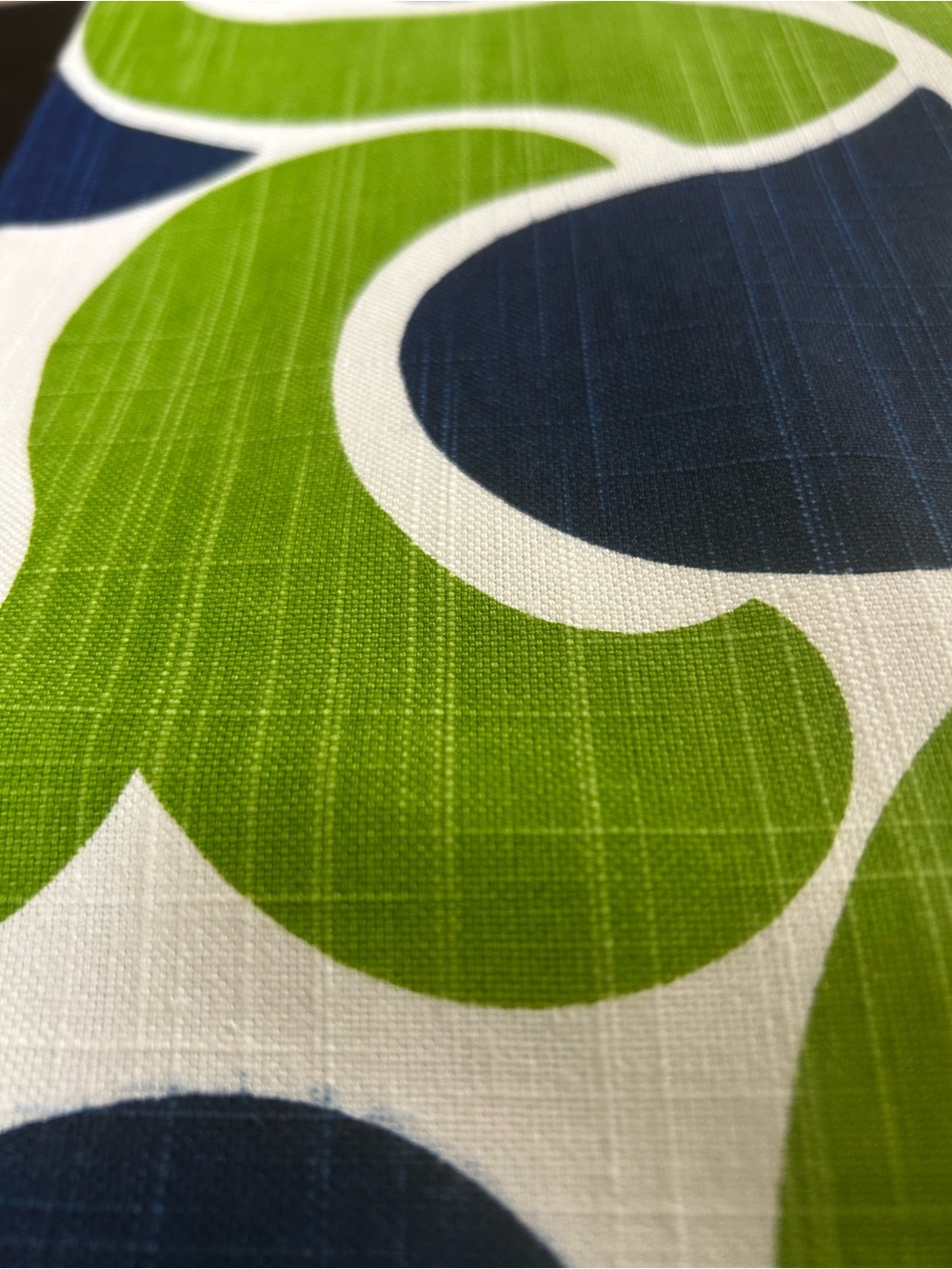 Vintage Chris Stone Mod Geometric Patterned Upholstery Fabric. Blue and Green - Picture 2 of 10